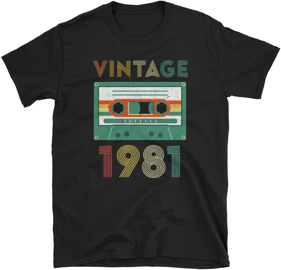 1981 Vintage Cassette Tape T-Shirt Retro Age Birthday Celebration Gift Present for Men Women Lover Family Member