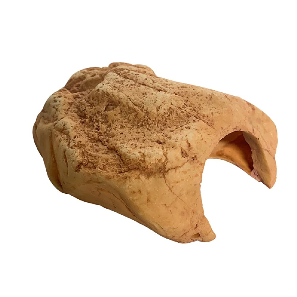 Reptile Rock Hide Cave, Simulation Resin Escaping Hidden Rock Habitat Craft Decoration for Lizards Gecko Spiders Fish Tank (Small)