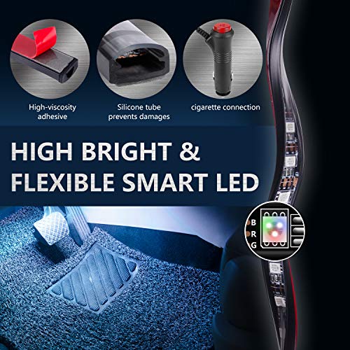 DITRIO 4x12LED interior lighting car light bar multicolour LED strip with remote control and car charger DC 10-15V - Thumbnail 3
