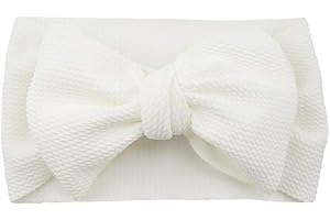 Koolgil Baby Girl's 8'' Soft Big Bow knot Nylon Headband Toddler Hairband for Photography Travle Party Festivals (Ivory)