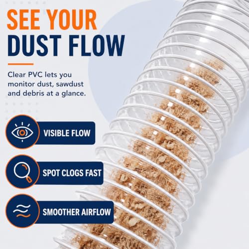 2-1/2"x20' PVC Dust Collection Hose with 4 Stainless Clamps for Woodworking photo 8