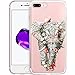 Flower Elephant Clear Phone Case for iPhone 8 Plus/iPhone 7 Plus Customized Design by MERVELLE TPU Clear Shock-Proof Protective Case [Ultra Slim, Anti-Slippery]