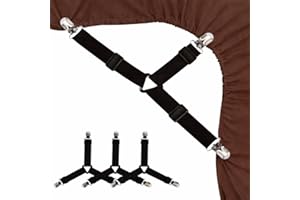 TAALCO Bed Sheet Holder Straps – Adjustable Bed Sheet Clips & Fasteners – Elastic Fitted Sheet Grippers to Keep Sheets Tight 