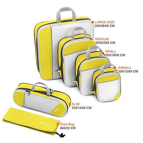 Gonex Compression Packing Cubes Mesh Organizers L+M+S+XS+Slim+Laundry