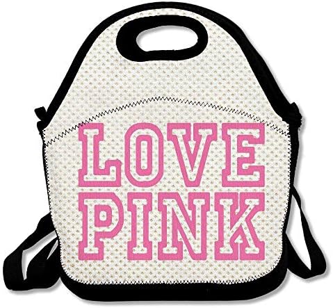 Copdsa V's Secret Love Pink Insulated Personalized Tote Lunch Food Bag Black