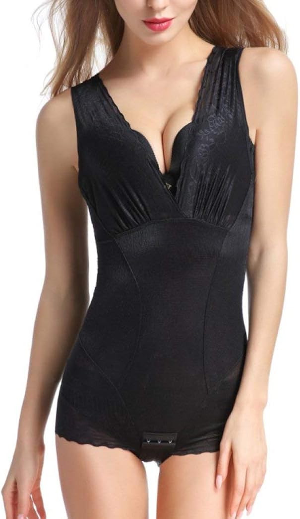 Sexy V neck Black Embroidery Body Wrap Shapewear Bodysuits-in Bodysuits from Underwear 