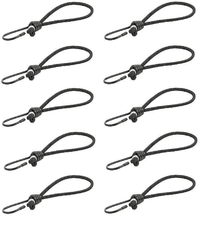 Set of 10-20 Bungees with Hooks, 17 cm Tarpaulin Tensioners with Hook Loose, Extra Strong Rubber Ropes, Expander Hooks, Tie Down Straps Rubber Tensioners for Tarpaulins, Tents, White, Black (10 Pieces