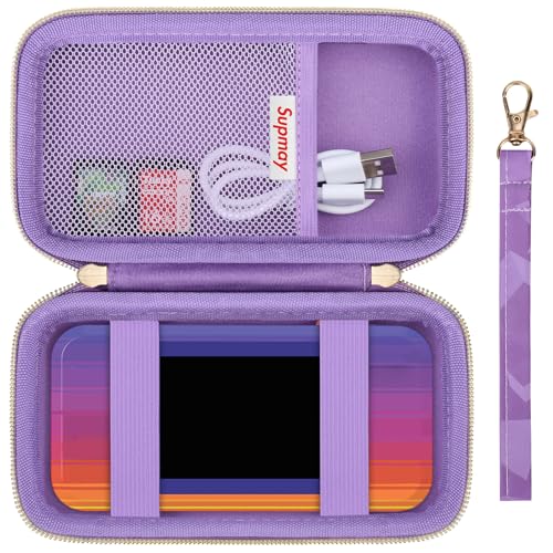 Supmay Hard Travel Case for My Arcade Data East Pocket Player, Portable Video Game System Handheld Game Protection Case with Mesh Pocket for Batteries and USB-C Cable, Purple