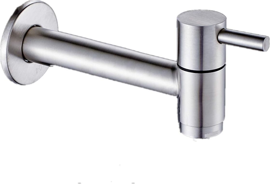 SIDERIT Wall Mounted Stainless Steel Faucet Cold Water Lavatory Sink Taps Mop Pond Garden Faucets, Nickel Brushed