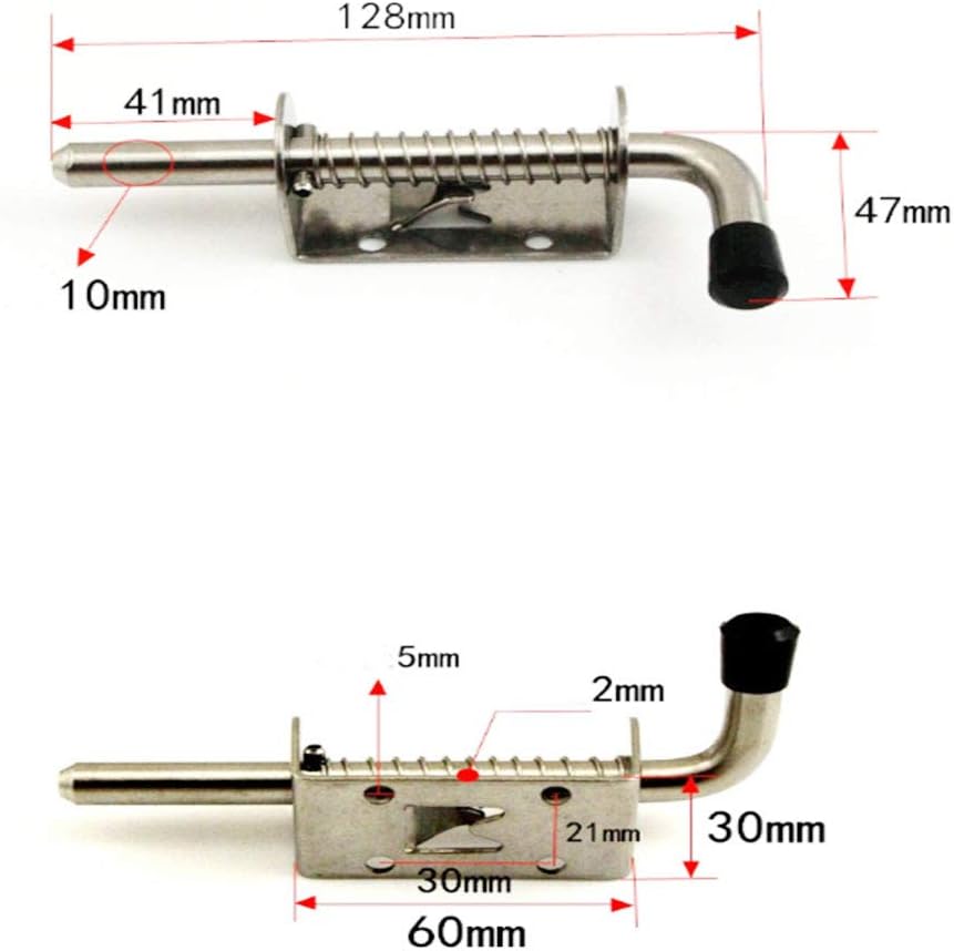 Spring Loaded Latch, Tiberham 128 mm Barrel Bolt Metal Lock with Grip - Image 3
