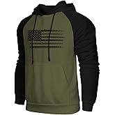 H HYFOL Men's Sweatshirt USA FLAG Patriotic Graphic Polyester Hoodies for Men Pocket Raglan Long Sleeve Sweatshirts