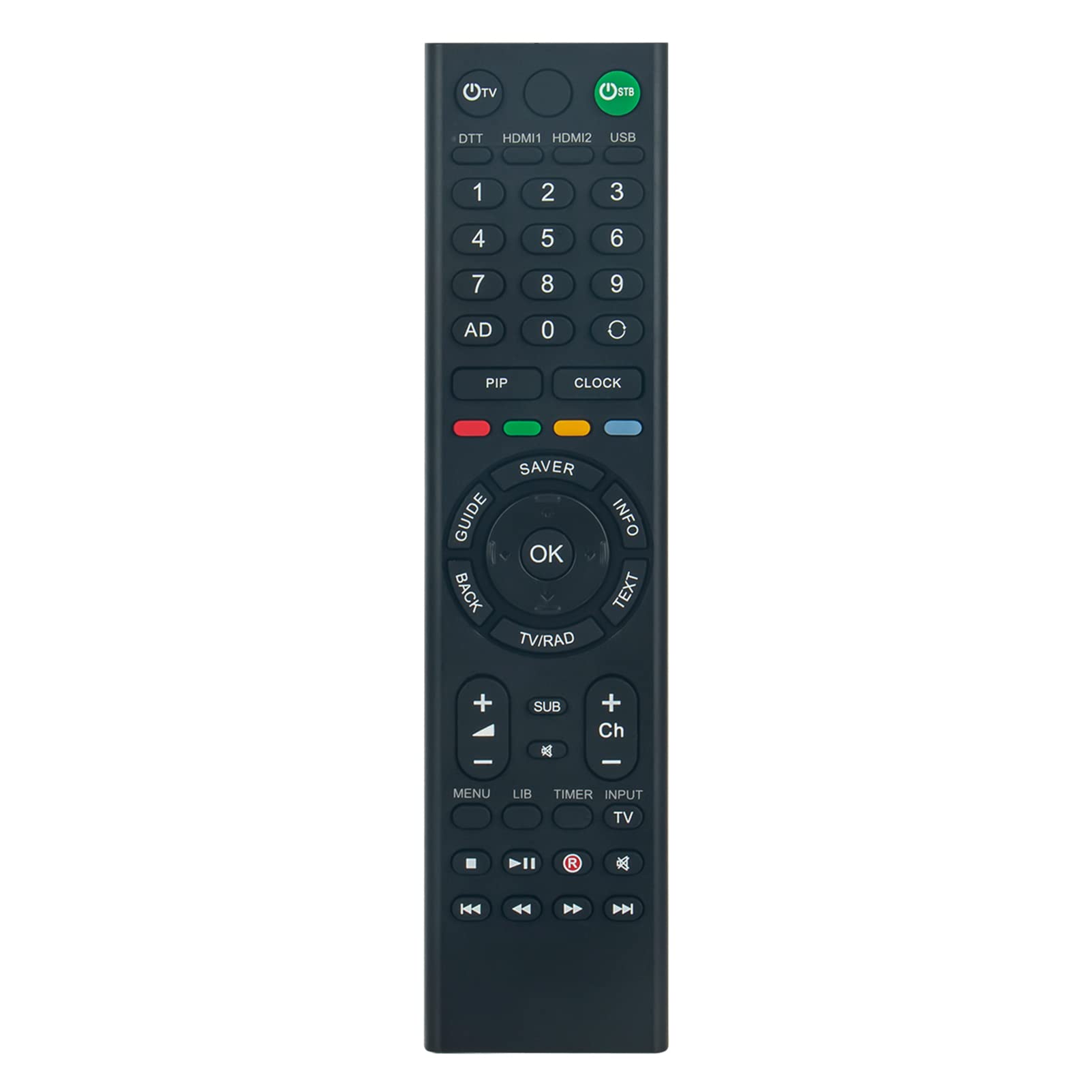 VINABTY RM-100 Replacement Remote Control Compatible with TVONICS PVR RECORDER DTRHD500 DTRHDZ500HD