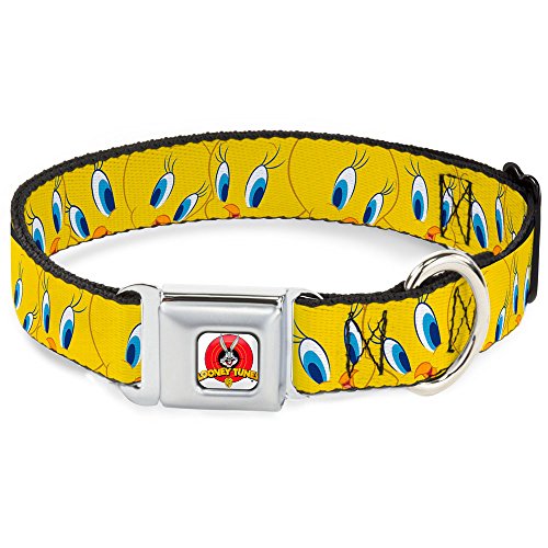 Buckle-Down Seatbelt Buckle Dog Collar - Tweety Bird Expressions Yellow - 1