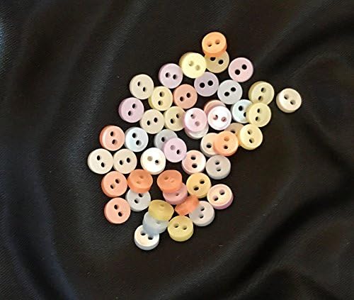 50 Tiny Small Pastel Doll 2-hole Buttons 6mm Cream ~ Lemon ~ Peach ~ Lilac ~ Blue