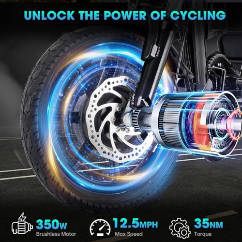 Electric Tricycle for Adults, Peak 500W Brushless Motor Electric Trike, 480Wh Removable Battery, Step-Thru 3 Wheel Electric Bike, 2 Seats, Up to 45 Miles, Folding E Trike Ebike, Gift for Parents