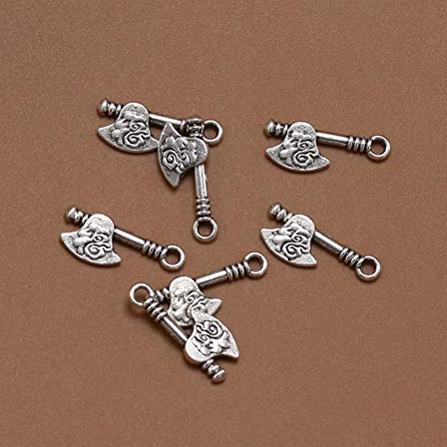 FENICAL 20pcs Cute Charms Axe Shape DIY Handmade Accessories Necklace Pendants Jewelry Making Supplies for Party Favors Decorations (Antique Silver) - Thumbnail 2