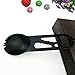 Lasten Spork Outdoor Multi Tool: Eat’N Tool with Bottle Opener, Metric Ruler, Survival EDC Screwdriver, Durable and Lightweight Stainless Steel Multitool for Camping, Hiking, Backpacking(Black）