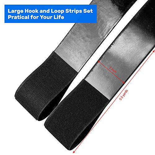 Self Adhesive Hook and Loop Tape, IKOCO 2 Inch Black Sticky Back Tape Self Adhesive Fastener 5.5 Yards