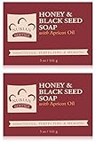 Nubian Heritage Soap Bar, Honey and Black Seed, 5 Ounce (2 Pack)