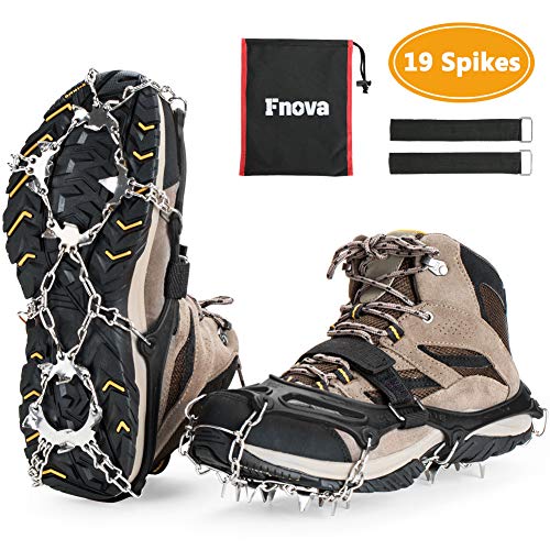 Fnova Crampons Ice Cleats Traction Cleats Ice Snow Grips Crampons for Boots Shoes Crampons for Mens Womens, Hiking, Walking, Climbing,Mountaineering