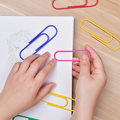 Morepack 30 Pcs 4" inch (100mm) Mega Large Jumbo Giant Big Paper Clips,Vinyl Coated,Massive Mega - Multicolor