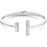Calvin Klein Women's Bangle: Elegant Minimalism with Sleek Linear Silhouette and Crystal Settings