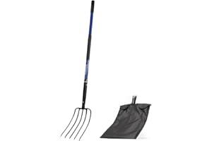 KOLEIYA 5-Tine Pitchfork for Gardening, 57-Inch Heavy Duty Garden Fork with Fiberglass Handle, for Mulch, Compost, Manure, Hay, and Soil Loosening,Blue