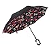 Ylovetoys Double Layer UV Proof and Windproof Inverted Umbrella for Car Outdoor (Red Flower)