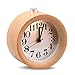 EC VISION Handmade Classic Small Round Silent Table Snooze Beech Wood Alarm Clock with nightlight