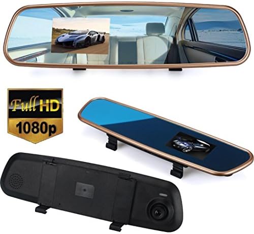 Car Dash Cam Recorder, KOOZIMO Car HD 3.2'' 1080P Rearview Mirror Dash Camera DVR Cam Video Recorder G-sensor