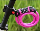GOFRIEND Bike Lock 5 Digit Resettable Cable 1.2m x 12mm Pink TY566 view 5