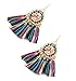 HSWE Colorful Tassel Earrings Statement Drop Earrings for Women Multicolored Threaded Wrapped Dangle Earrings (Mixcolor)