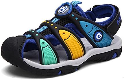 Puxel Leather Sports Toddler Kids Sandles Sandals for Boys Sea Blue 27 10.5 M US Little Kid