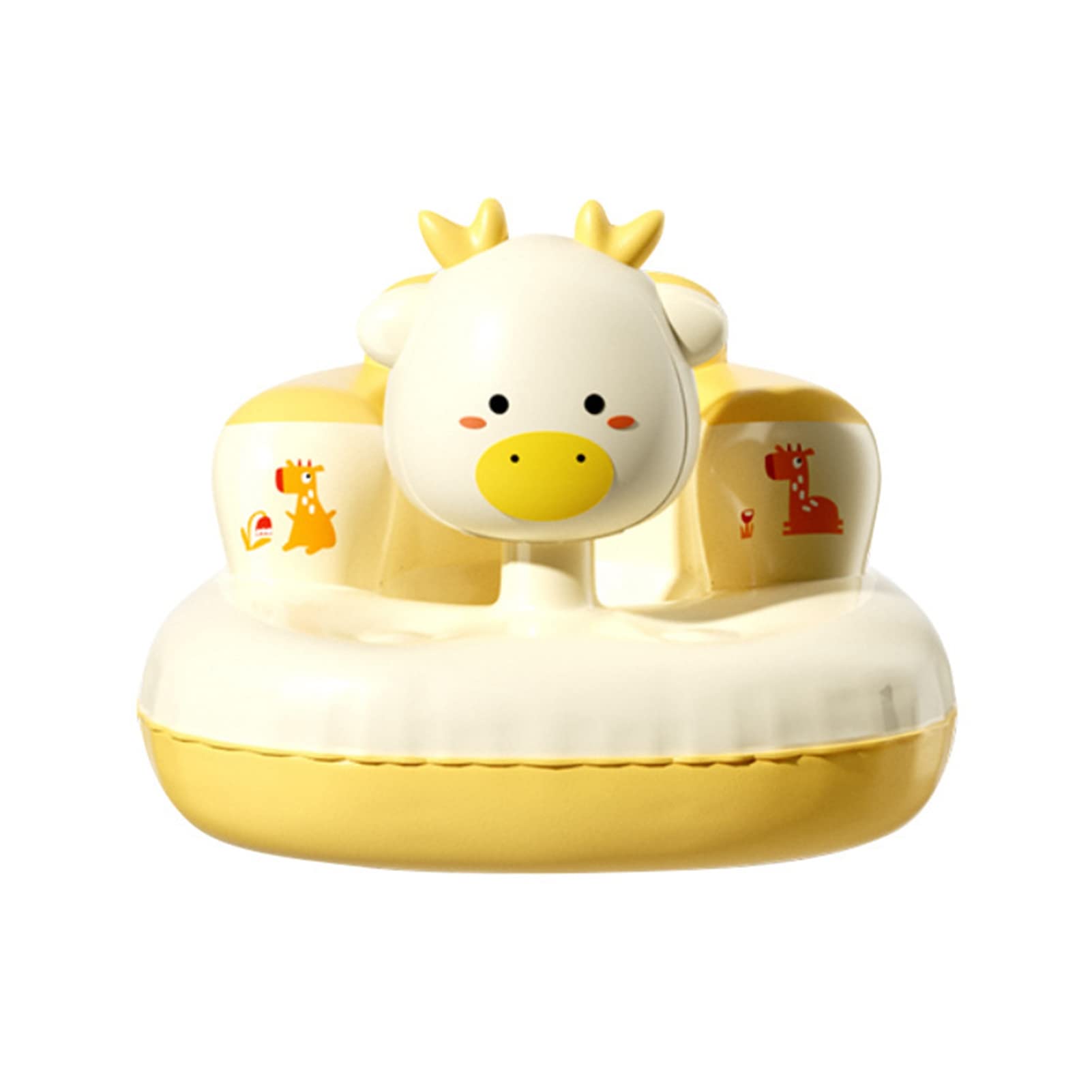 Baby Floor Seat Foldable Portable Inflatable Plastic Anti Slip Cartoon Deer Shape Baby Support Sum Learning Sitting Stools for Infant Babies 3 Months and Up (Deer)