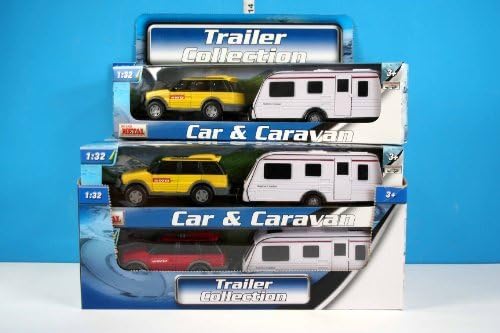 Toyland Diecast Metal Car & Caravan Set Pull Along - 1:32 Scale (Random)