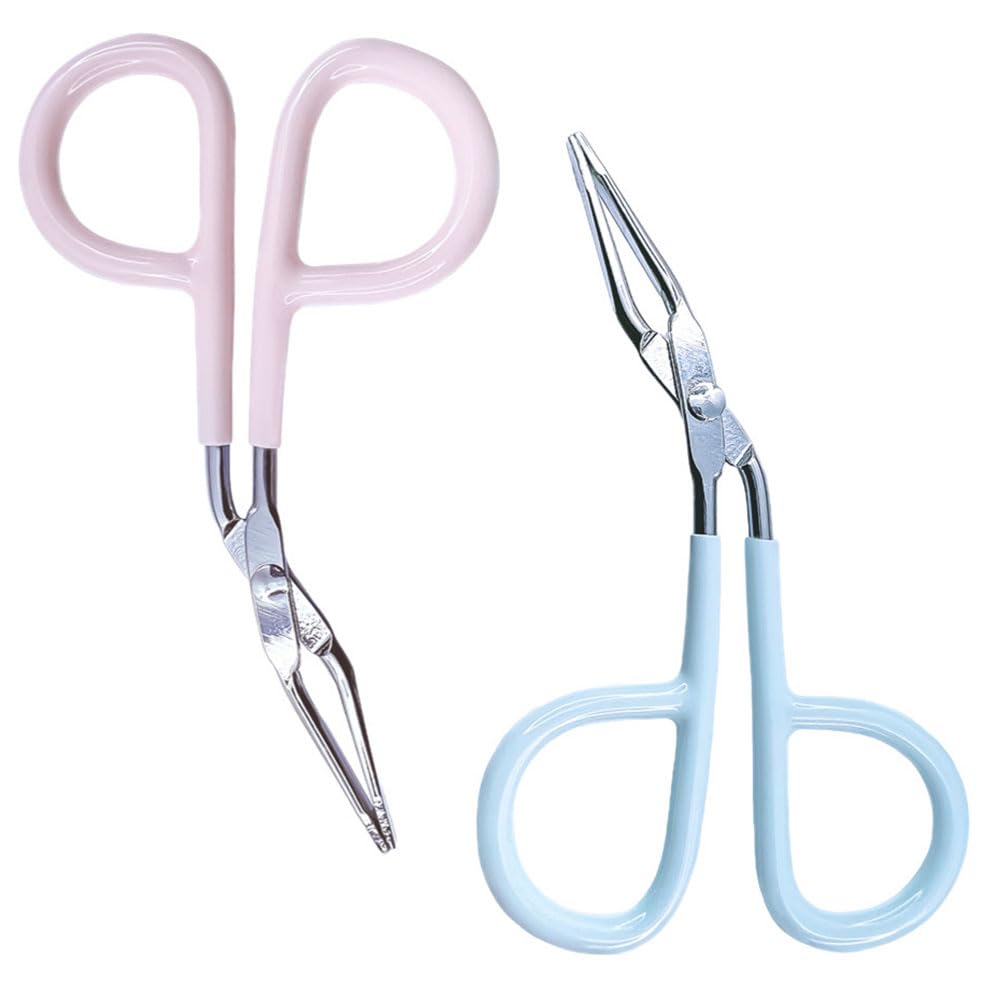 2 PCS Eyebrow Tweezers Scissor Stainless Steel Eyebrow Tweezers with Scissor Handle Professional Hair Plucker Pliers Salon Tweezers Beauty Tool for Eyebrow Hair Beard Removal