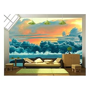 Nature Landscape. Scenic View of Paradise Island During Sunset Or Sunrise Over The Sea - Removable Wall Mural | Self-Adhesive Large Wallpaper - 66x96 inches