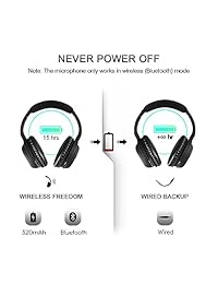 ues Ideas cancelación del ruido activo Wireless Bluetooth Over ear Auriculares estéreo con micrófono y Control de Volumen, color negro