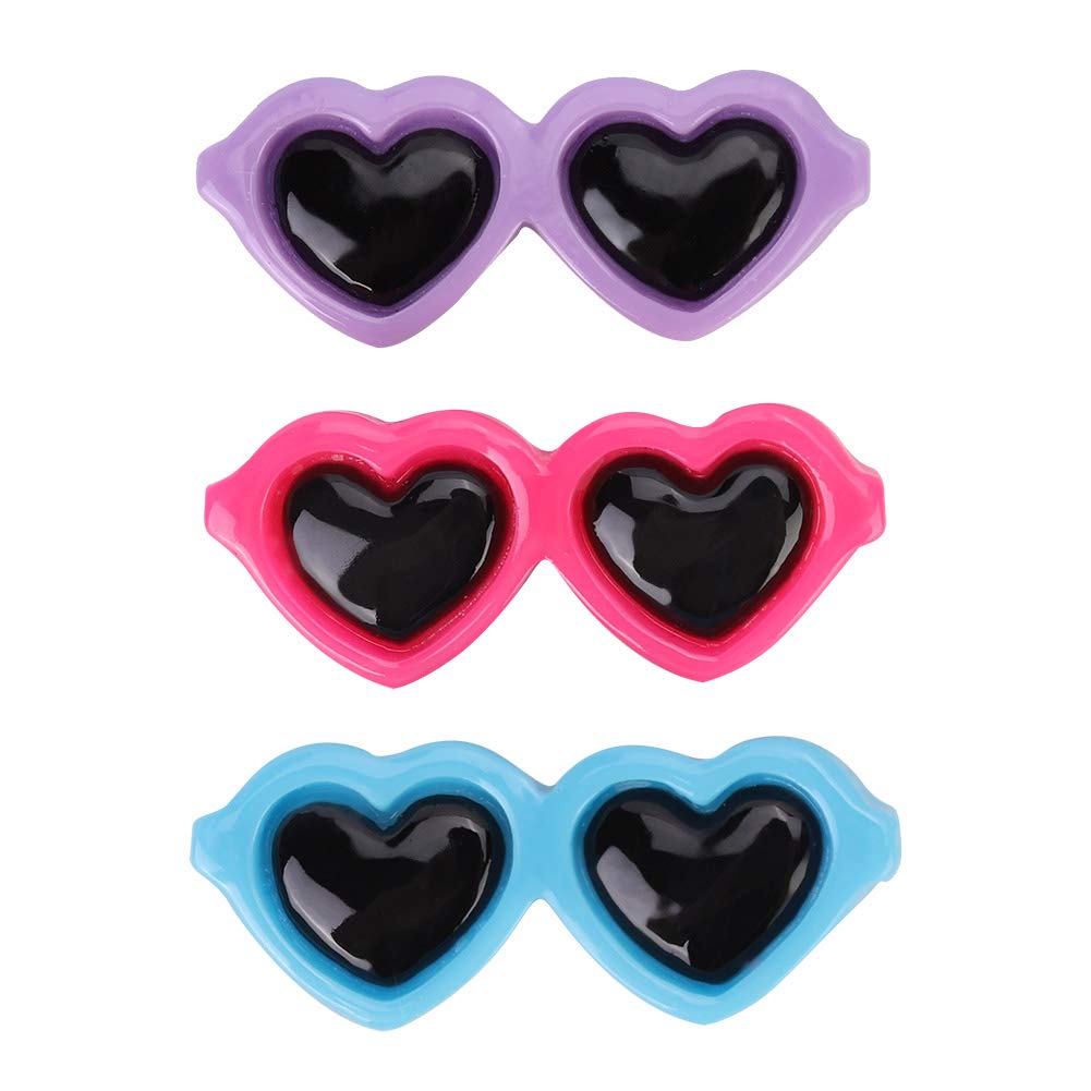 3Pcs Small Dog Hair Clips – Cute Heart & Sunglasses Pet Hairpins, Puppy Grooming Bows & Cat Topknot Accessories – Adorable Dog Hair Accessories for Girls Pets (UK Style)