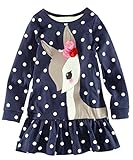 Kidstree(TM) Girl's Deer Pattern Long Sleeve Cotton Dress (4T)