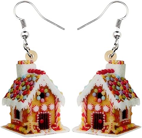 Acrylic Christmas Anime Colorful House Earrings Long Drop Dangle Fashion Girl Women Festival Party Accessories,Multicolor