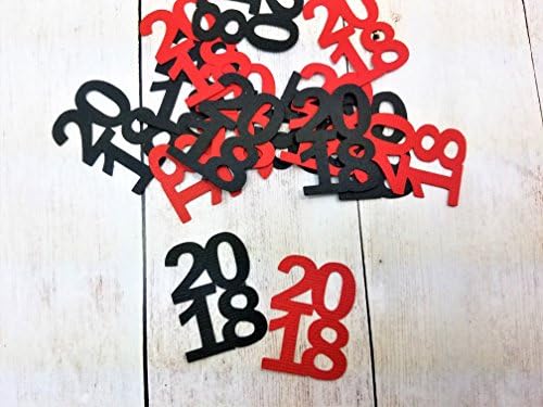 2018 Black and Red Confetti, Graduation Confetti, High School Grad Party Decorations, 2018 College Kindergarten Graduation, Set of 60