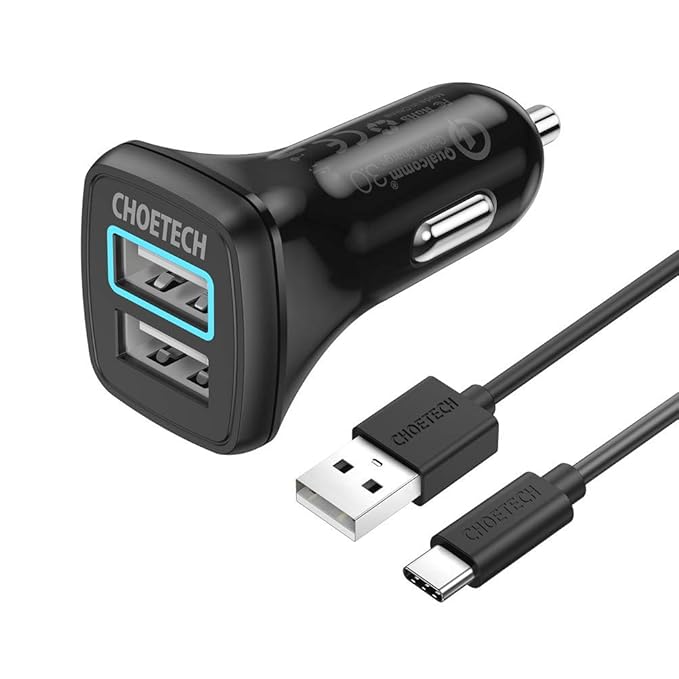 Carga rápida 3.0 USB Tipo C Cargador Coche, CHOETECH 30 W Dual USB ...