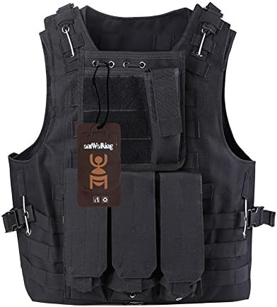 antWalking Tactical Vest Hunting Shooting CS Molle Assault Vest (Black), Large