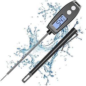 Cocoda Meat Thermometers, 5.2 Inches Digital Food Thermometer with Instant Read, Waterproof, Backlit LCD Screen, Cooking Thermometer for Kitchen Smoker Grill BBQ Hot Cold Water Milk Jam Deep Fry