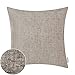 CaliTime Pack of 2 Cozy Throw Pillow Covers Cases for Couch Sofa Home Decoration Solid Dyed Soft Chenille 18 X 18 Inches Light Taupe