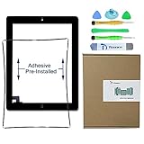 Teseko Digitizer Touch Screen Replacement for Ipad 2 Black-Includes Home Button and Camera Holder with tools kit