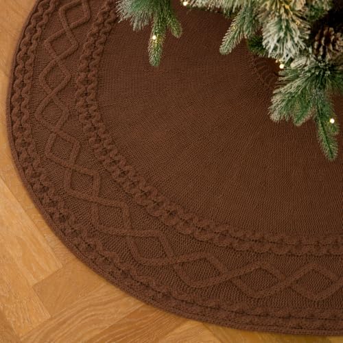 48 inches Brown Knitted Christmas Tree Skirt at Amazon