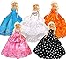 ZHIHU 5Pcs 360°Sewing Party Handmade Fashion Wedding Party Gowns Dresses Clothes and 10 pair shoes For 11.5 Inches Barbie Doll