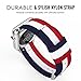 MoKo Compatible for Apple Watch Band, Fine Woven Nylon Adjustable Replacement Band Sport Strap Fit iWatch 42mm 44mm Series 5/4/3/2/1, Blue & White & Red (Not fit 38mm 40mm Versions)